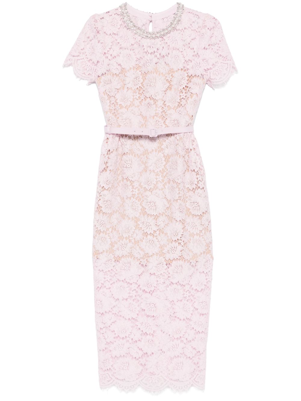 SS25060MAPINK 레이스 미디 드레스